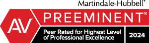 Martindale Hubbell, AV Preeminent, Peer Rated For Highest Level Of Professional Excellence 2024